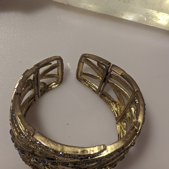 Lavender Jewel Encrusted Triple Hinge Cuff Bracelet - Picture 3 of 8